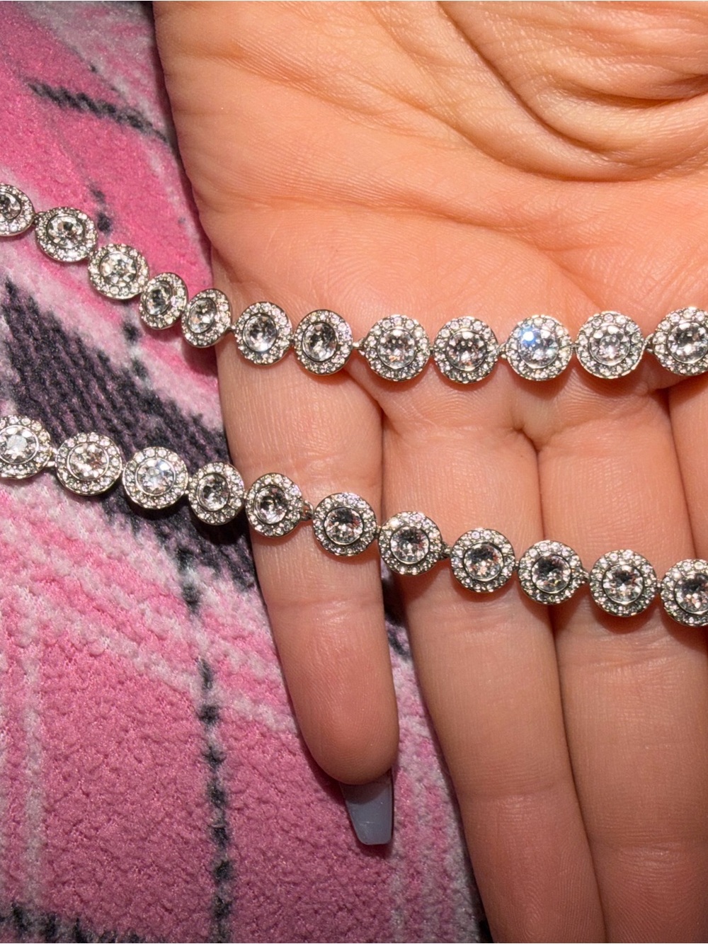 Swarovski Clear Crystal Halo Necklace - Silver